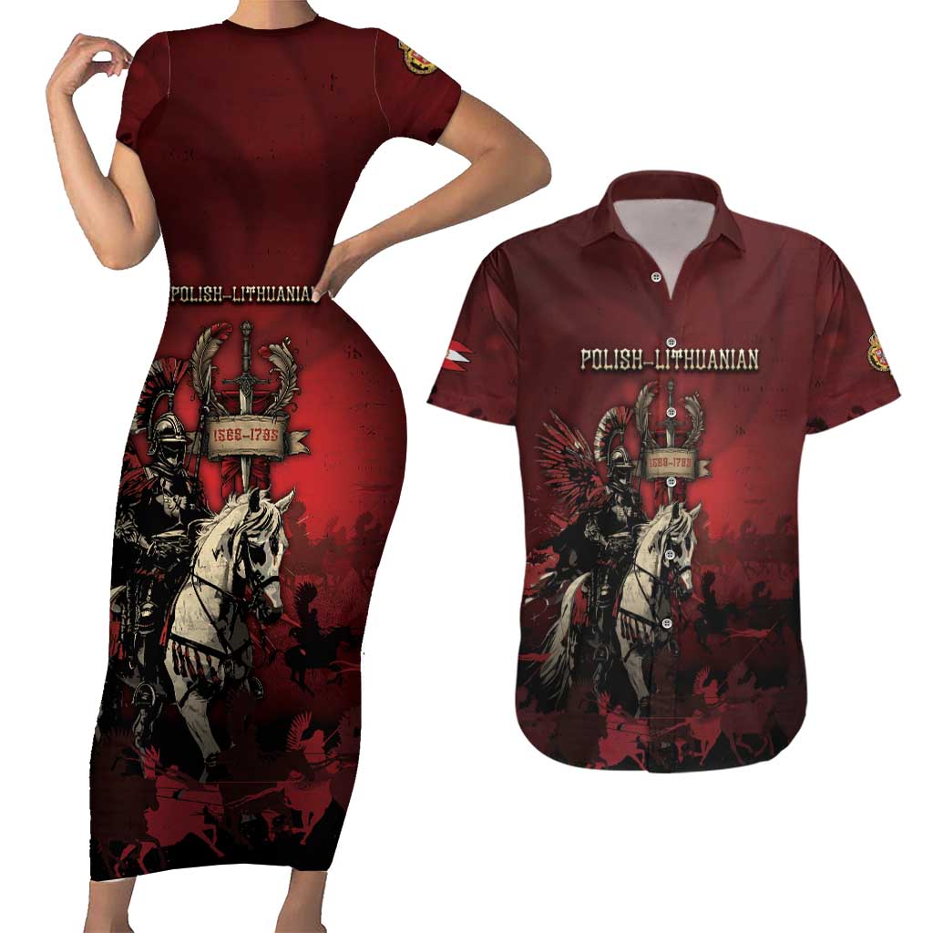 Polish Lithuanian Commonwealth Couples Matching Short Sleeve Bodycon Dress and Hawaiian Shirt Winged Hussar Warrior Battle Of Vienna