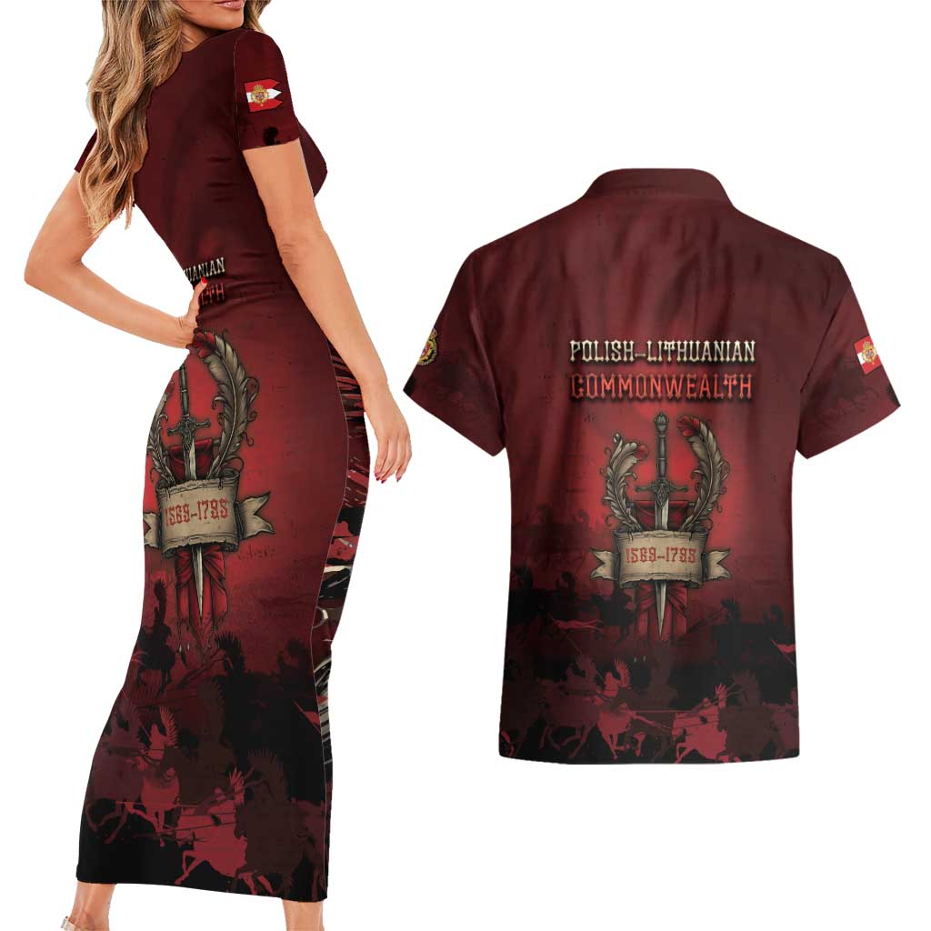 Polish Lithuanian Commonwealth Couples Matching Short Sleeve Bodycon Dress and Hawaiian Shirt Winged Hussar Warrior Battle Of Vienna