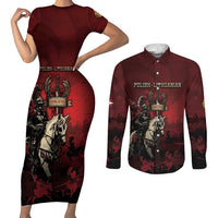 Polish Lithuanian Commonwealth Couples Matching Short Sleeve Bodycon Dress and Long Sleeve Button Shirt Winged Hussar Warrior Battle Of Vienna