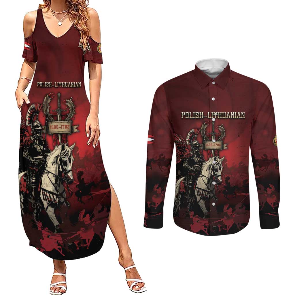 Polish Lithuanian Commonwealth Couples Matching Summer Maxi Dress and Long Sleeve Button Shirt Winged Hussar Warrior Battle Of Vienna