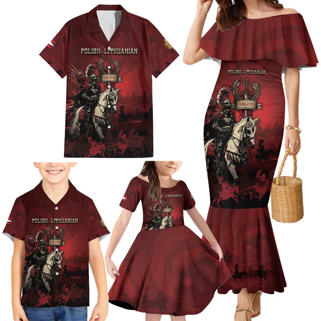 Polish Lithuanian Commonwealth Family Matching Mermaid Dress and Hawaiian Shirt Winged Hussar Warrior Battle Of Vienna