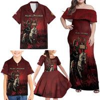 Polish Lithuanian Commonwealth Family Matching Off Shoulder Maxi Dress and Hawaiian Shirt Winged Hussar Warrior Battle Of Vienna