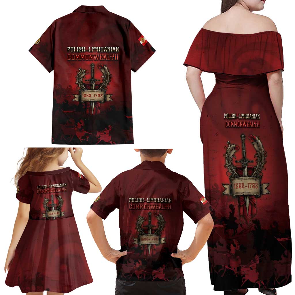 Polish Lithuanian Commonwealth Family Matching Off Shoulder Maxi Dress and Hawaiian Shirt Winged Hussar Warrior Battle Of Vienna