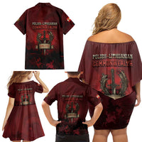 Polish Lithuanian Commonwealth Family Matching Off Shoulder Short Dress and Hawaiian Shirt Winged Hussar Warrior Battle Of Vienna