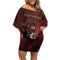 Polish Lithuanian Commonwealth Family Matching Off Shoulder Short Dress and Hawaiian Shirt Winged Hussar Warrior Battle Of Vienna