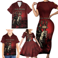Polish Lithuanian Commonwealth Family Matching Short Sleeve Bodycon Dress and Hawaiian Shirt Winged Hussar Warrior Battle Of Vienna