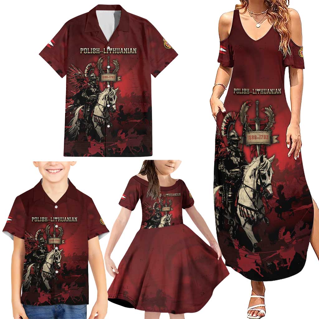 Polish Lithuanian Commonwealth Family Matching Summer Maxi Dress and Hawaiian Shirt Winged Hussar Warrior Battle Of Vienna