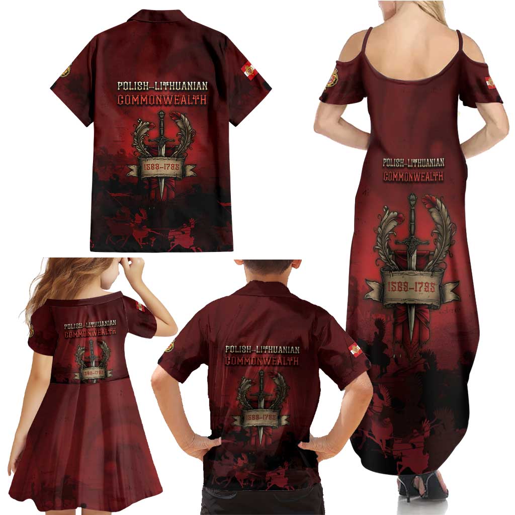Polish Lithuanian Commonwealth Family Matching Summer Maxi Dress and Hawaiian Shirt Winged Hussar Warrior Battle Of Vienna