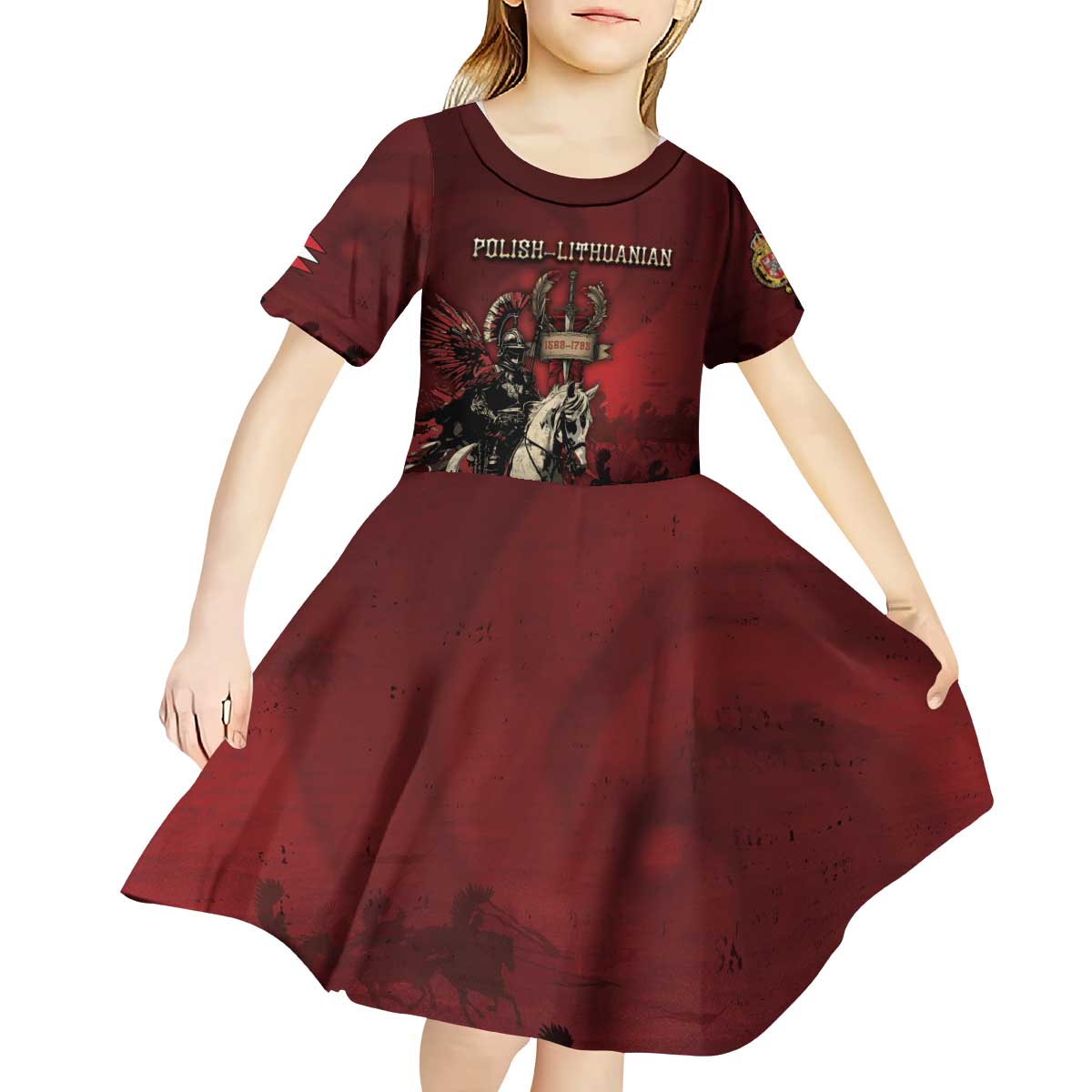 Polish Lithuanian Commonwealth Kid Short Sleeve Dress Winged Hussar Warrior Battle Of Vienna