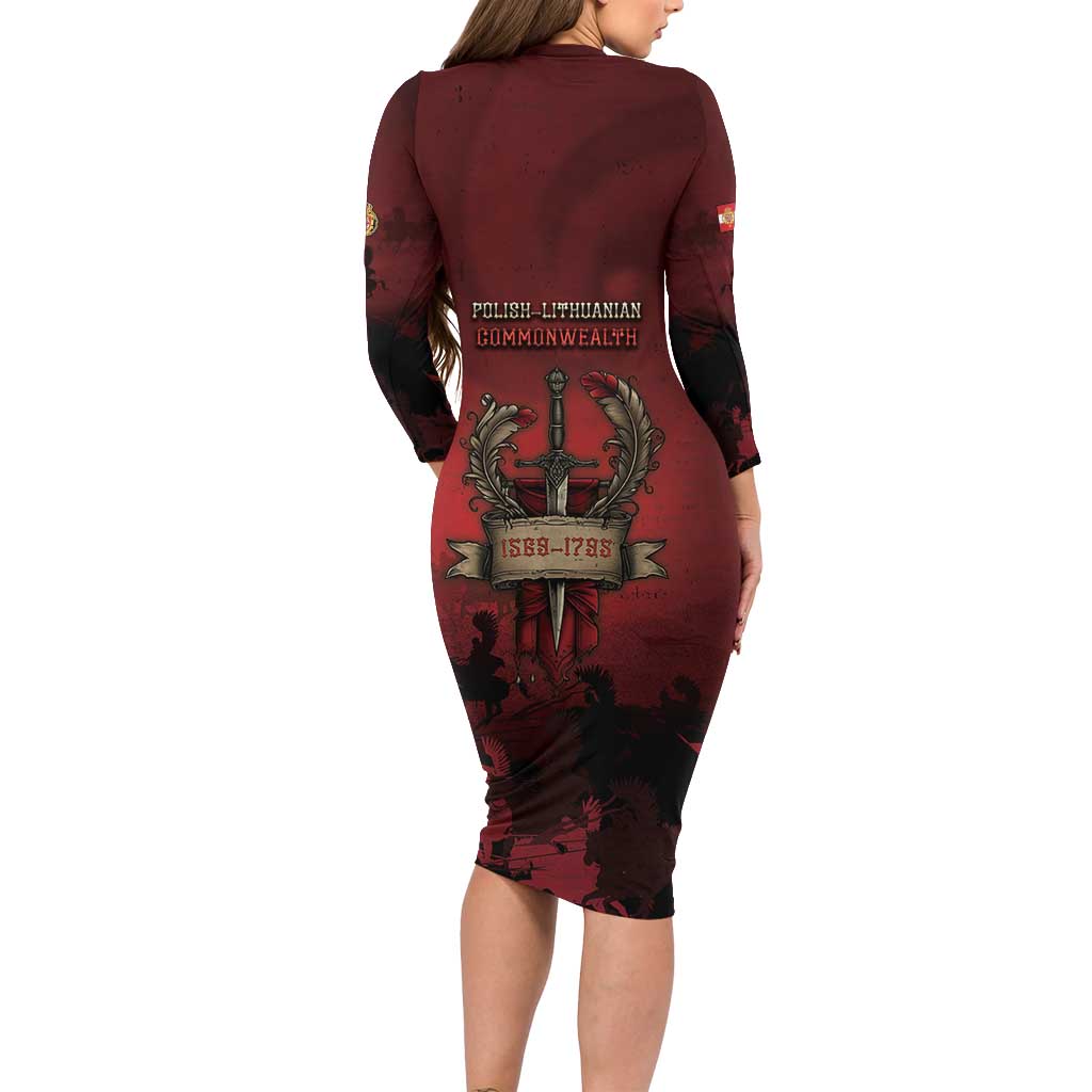 Polish Lithuanian Commonwealth Long Sleeve Bodycon Dress Winged Hussar Warrior Battle Of Vienna
