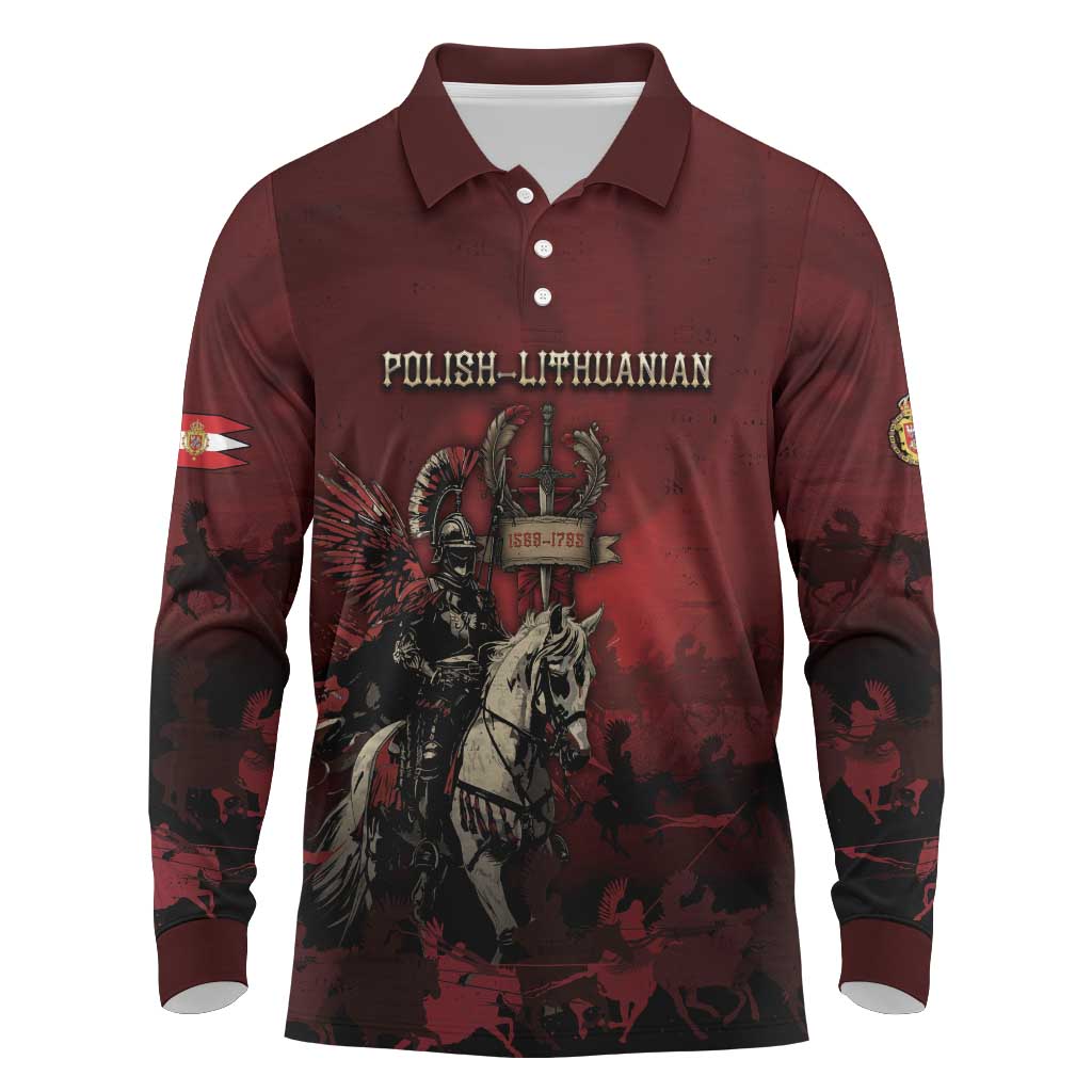 Polish Lithuanian Commonwealth Long Sleeve Polo Shirt Winged Hussar Warrior Battle Of Vienna
