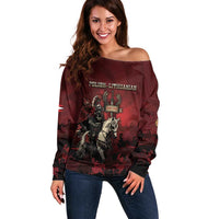 Polish Lithuanian Commonwealth Off Shoulder Sweater Winged Hussar Warrior Battle Of Vienna