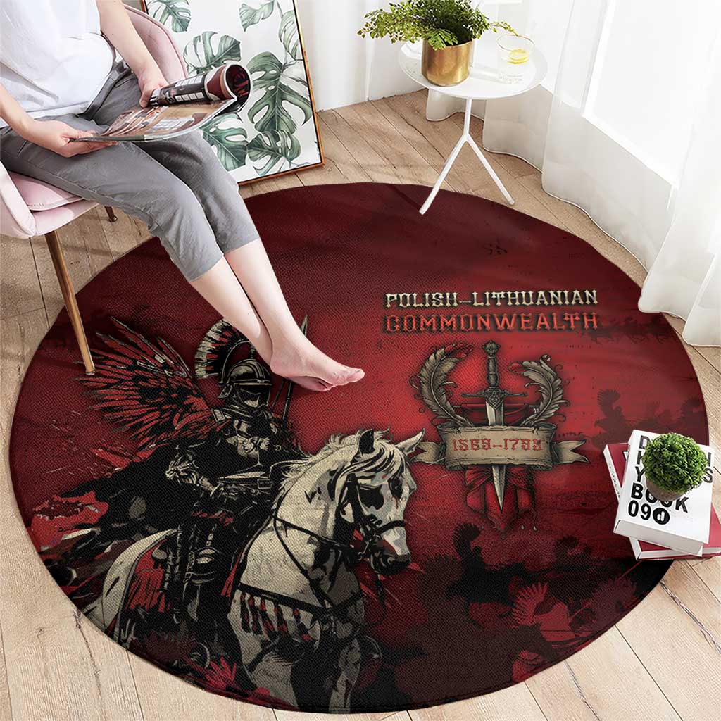 Polish Lithuanian Commonwealth Round Carpet Winged Hussar Warrior Battle Of Vienna