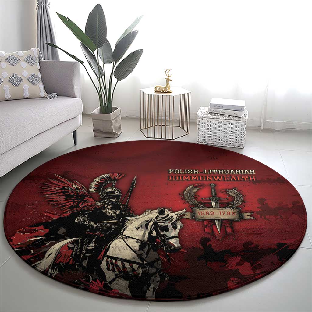 Polish Lithuanian Commonwealth Round Carpet Winged Hussar Warrior Battle Of Vienna