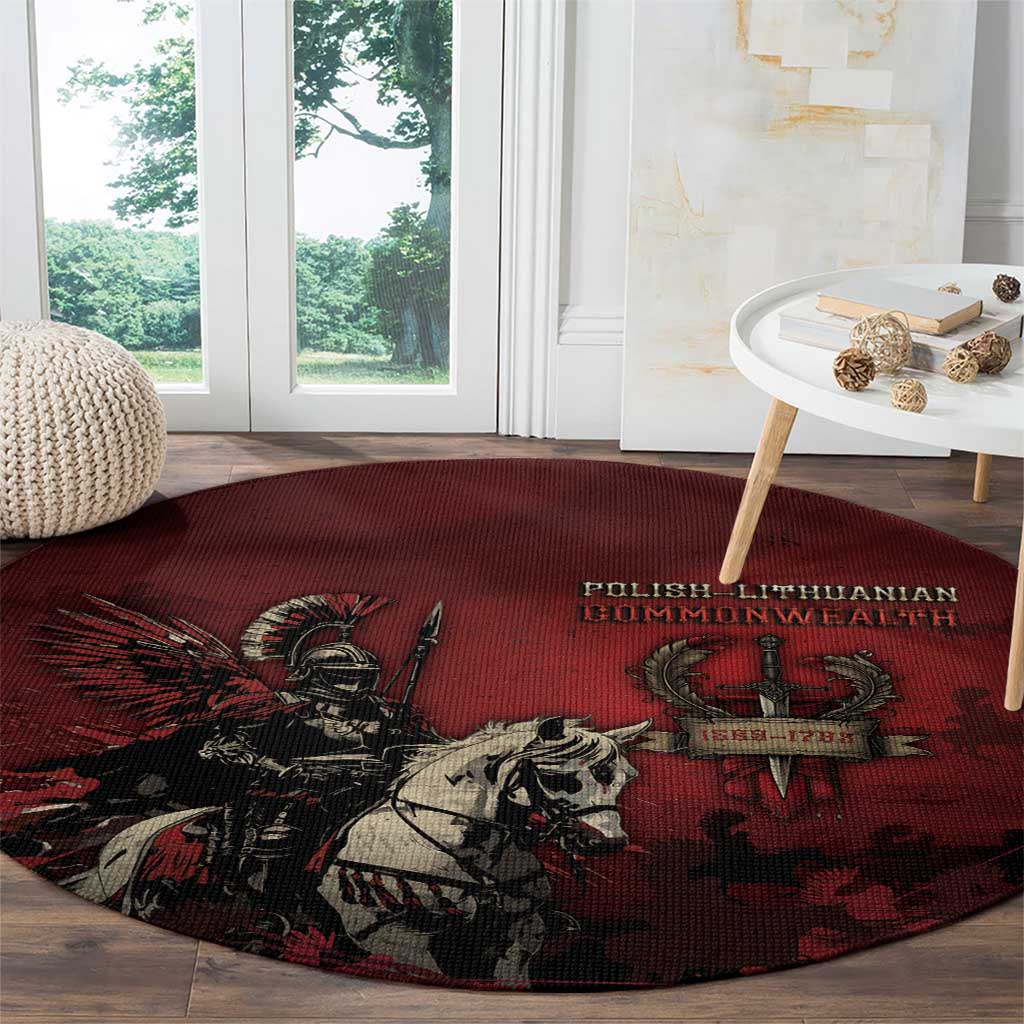 Polish Lithuanian Commonwealth Round Carpet Winged Hussar Warrior Battle Of Vienna