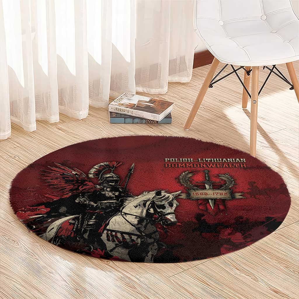 Polish Lithuanian Commonwealth Round Carpet Winged Hussar Warrior Battle Of Vienna