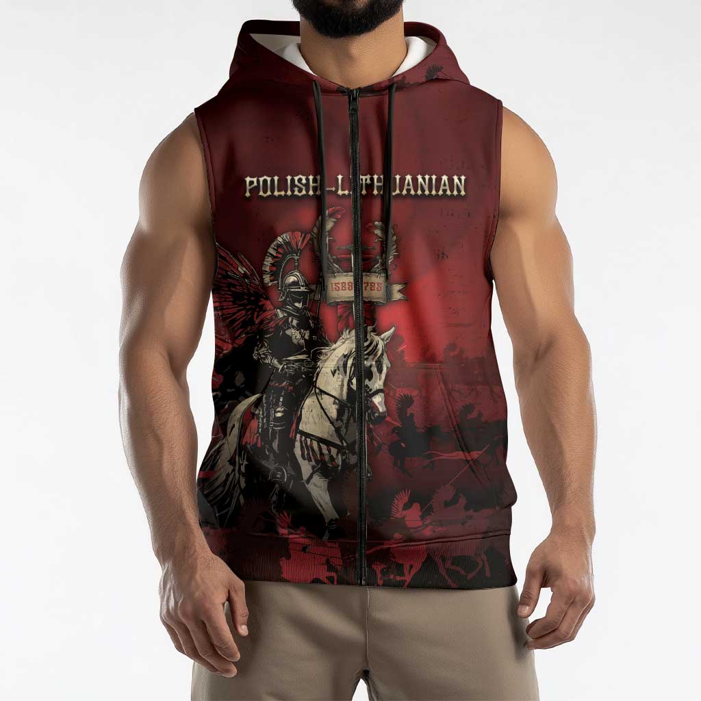 Polish Lithuanian Commonwealth Sleeveless Zip Hoodie Winged Hussar Warrior Battle Of Vienna