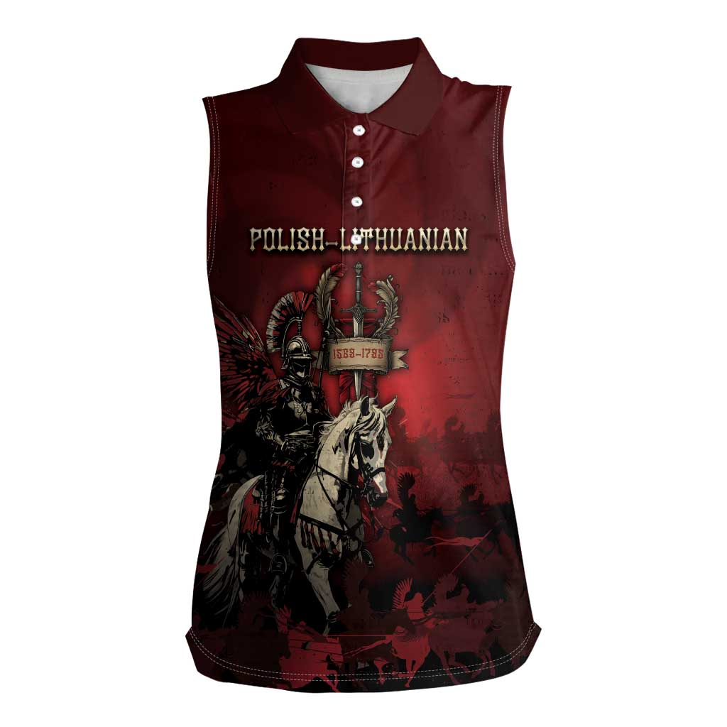 Polish Lithuanian Commonwealth Women Sleeveless Polo Shirt Winged Hussar Warrior Battle Of Vienna