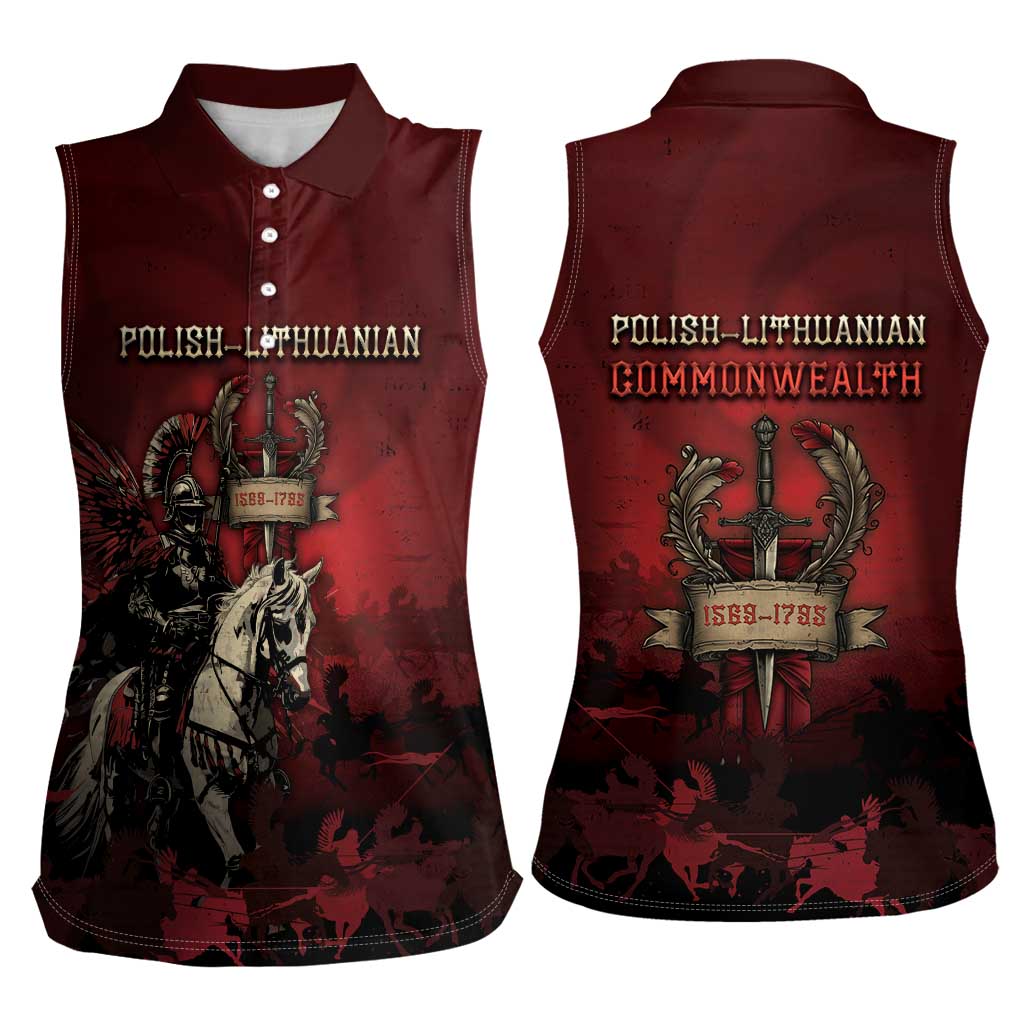 Polish Lithuanian Commonwealth Women Sleeveless Polo Shirt Winged Hussar Warrior Battle Of Vienna
