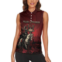 Polish Lithuanian Commonwealth Women Sleeveless Polo Shirt Winged Hussar Warrior Battle Of Vienna