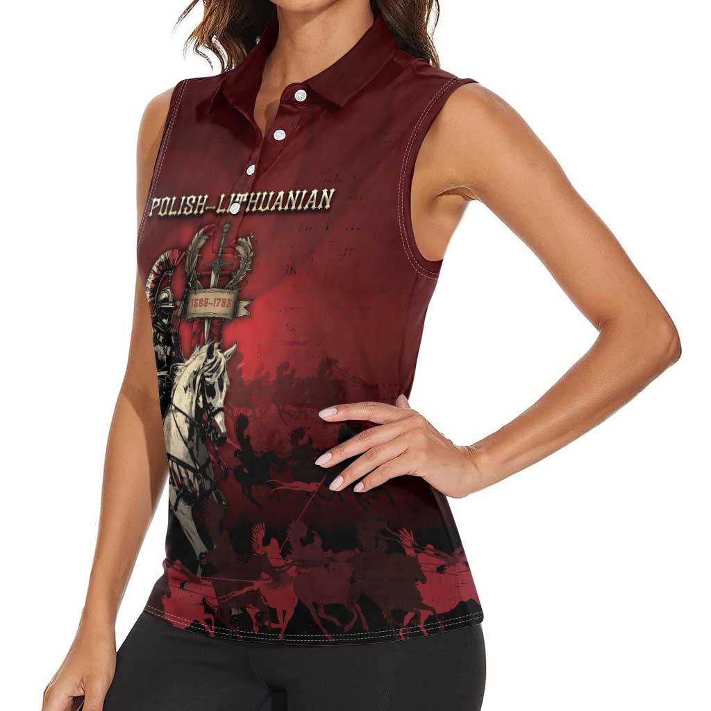 Polish Lithuanian Commonwealth Women Sleeveless Polo Shirt Winged Hussar Warrior Battle Of Vienna