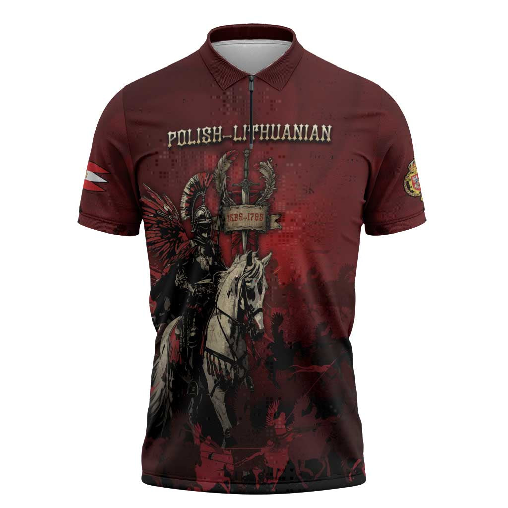 Polish Lithuanian Commonwealth Zipper Polo Shirt Winged Hussar Warrior Battle Of Vienna