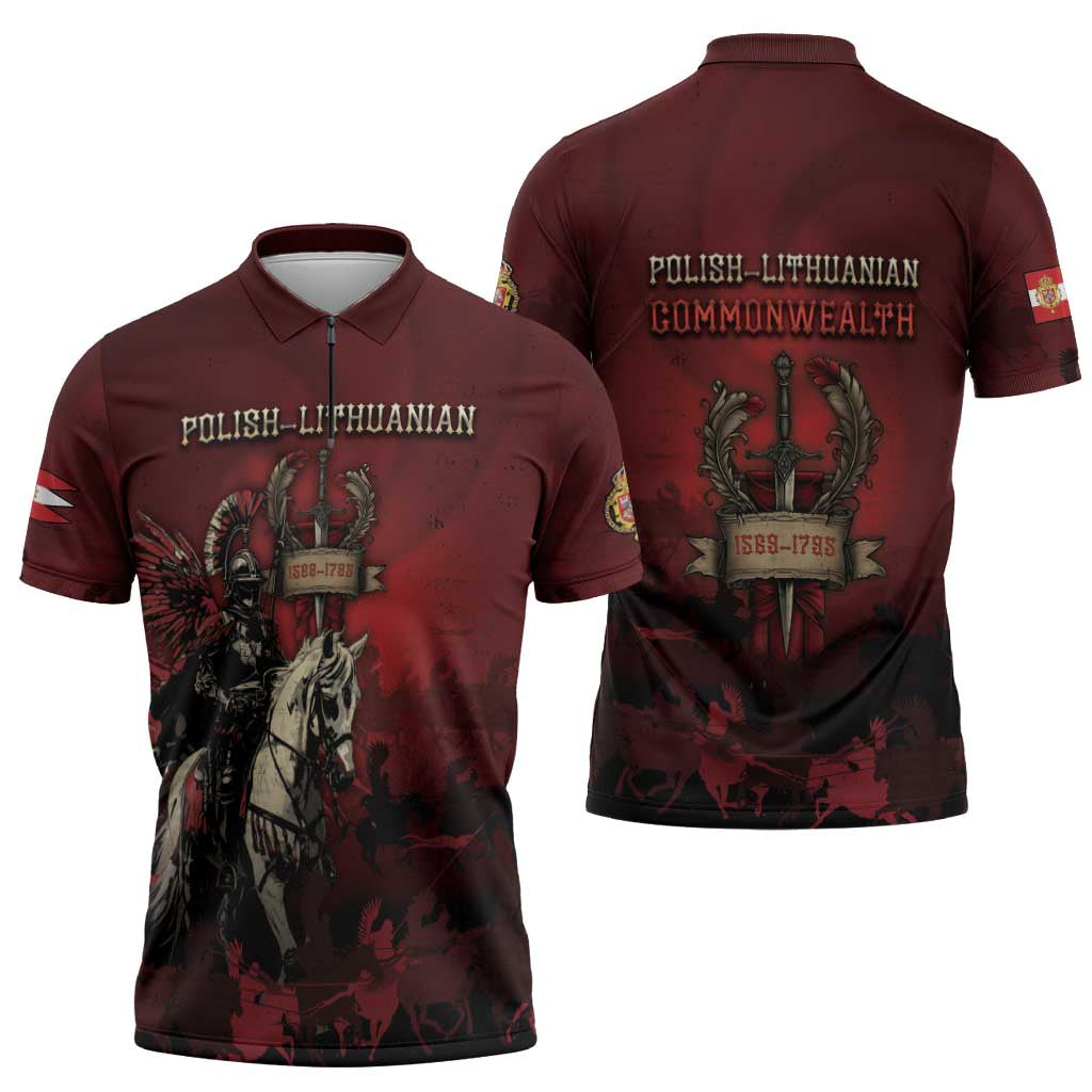 Polish Lithuanian Commonwealth Zipper Polo Shirt Winged Hussar Warrior Battle Of Vienna