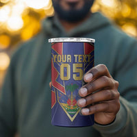 Custom Afro-Haitians Football 4 in 1 Can Cooler Tumbler Haitian Palm Tree Unique Style