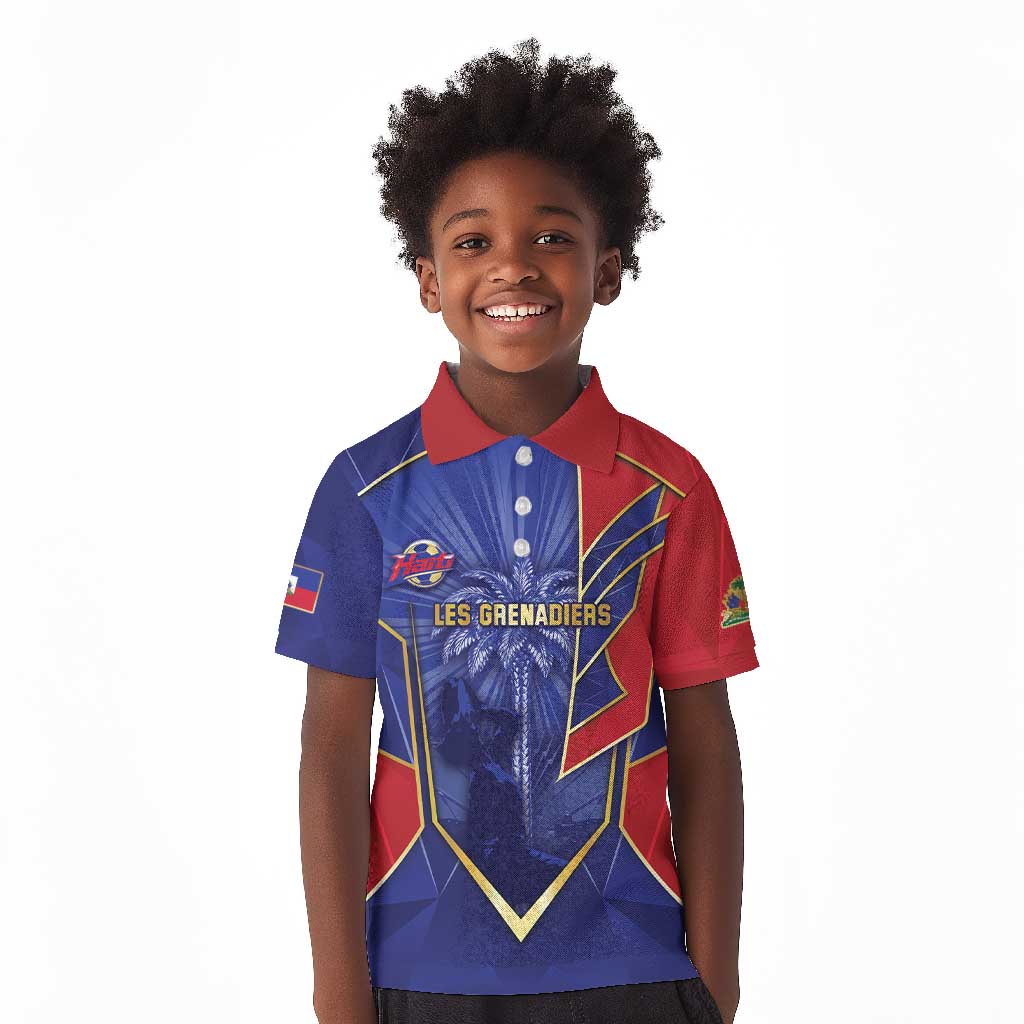 Custom Afro-Haitians Football Kid Polo Shirt Haitian Palm Tree Unique Style