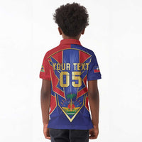 Custom Afro-Haitians Football Kid Polo Shirt Haitian Palm Tree Unique Style