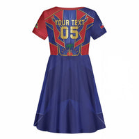 Custom Afro-Haitians Football Kid Short Sleeve Dress Haitian Palm Tree Unique Style