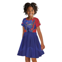 Custom Afro-Haitians Football Kid Short Sleeve Dress Haitian Palm Tree Unique Style