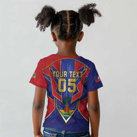 Custom Afro-Haitians Football Kid T shirt Haitian Palm Tree Unique Style