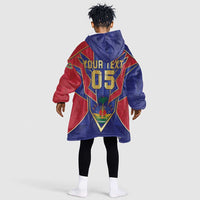 Custom Afro-Haitians Football Kid Wearable Blanket Hoodie Haitian Palm Tree Unique Style