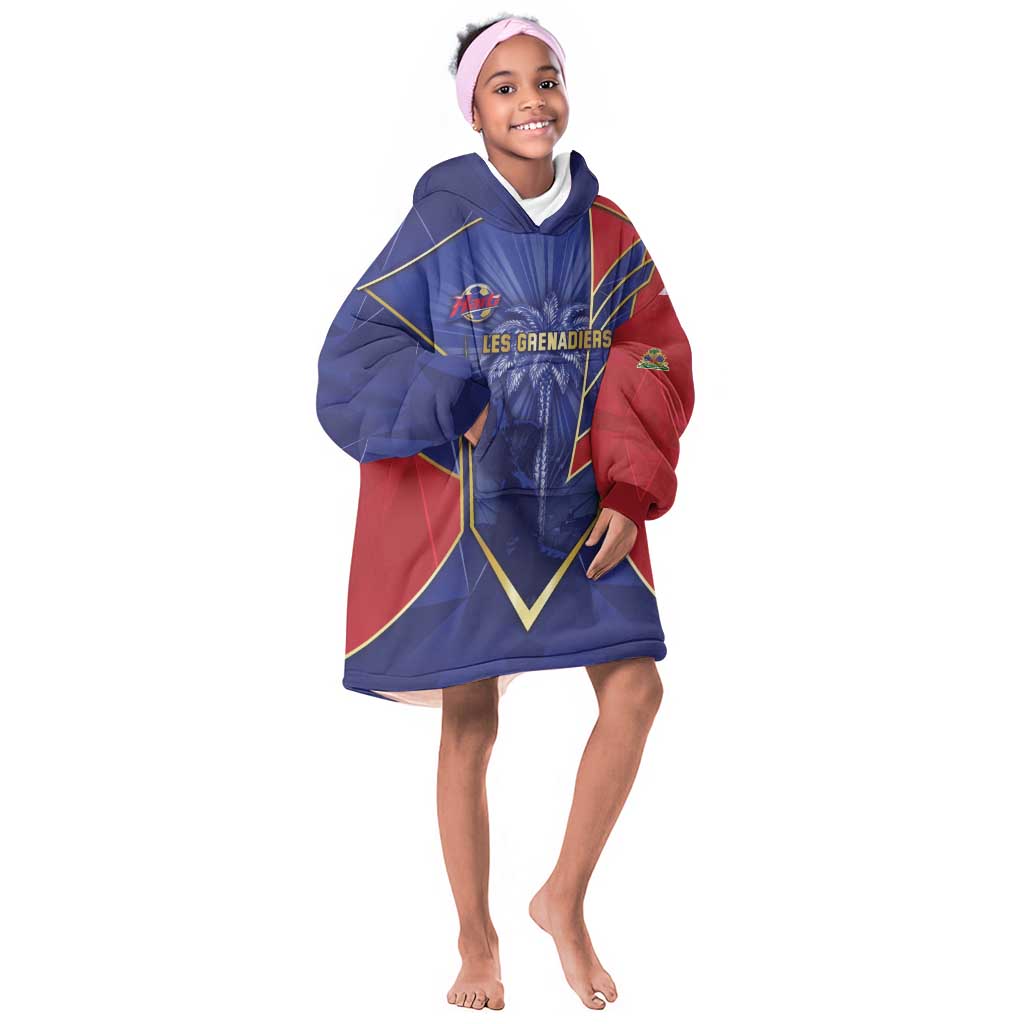 Custom Afro-Haitians Football Kid Wearable Blanket Hoodie Haitian Palm Tree Unique Style