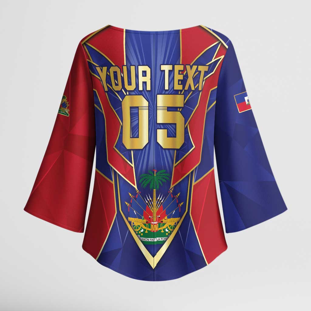 Custom Afro-Haitians Football Kimono Sleeve Blouse Haitian Palm Tree Unique Style