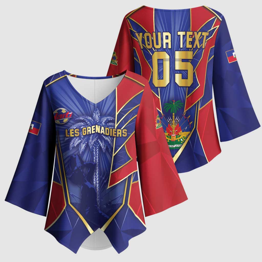 Custom Afro-Haitians Football Kimono Sleeve Blouse Haitian Palm Tree Unique Style