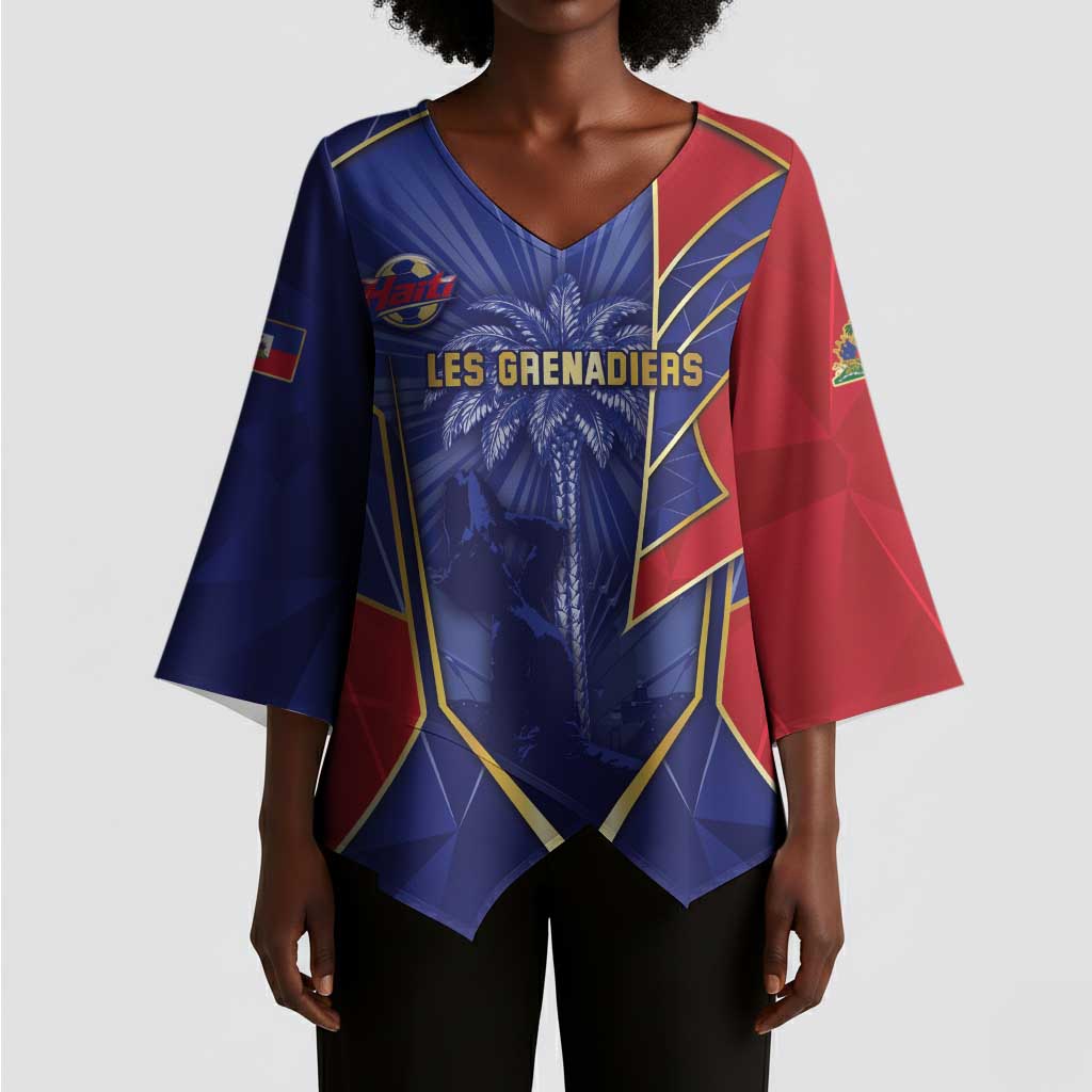 Custom Afro-Haitians Football Kimono Sleeve Blouse Haitian Palm Tree Unique Style