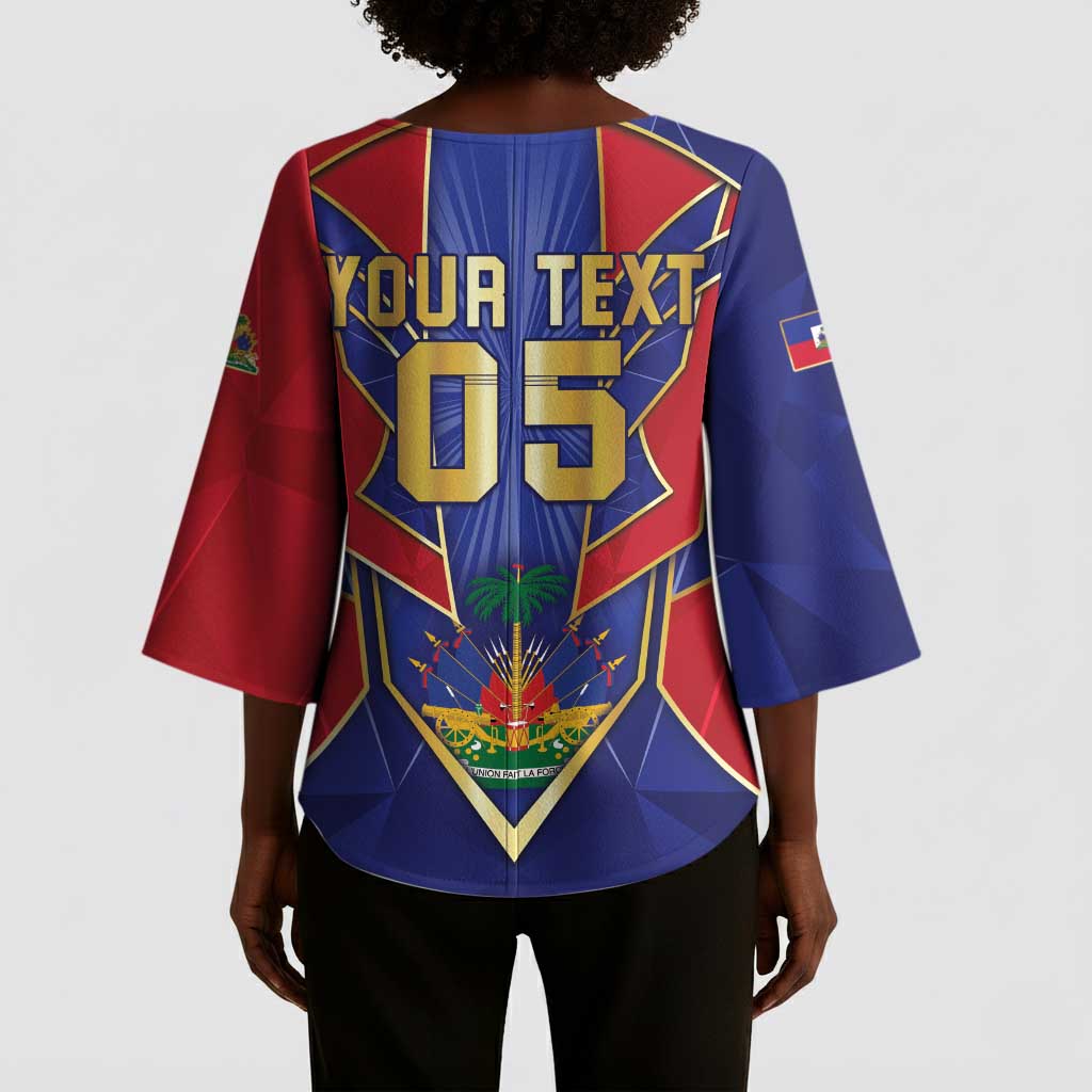 Custom Afro-Haitians Football Kimono Sleeve Blouse Haitian Palm Tree Unique Style