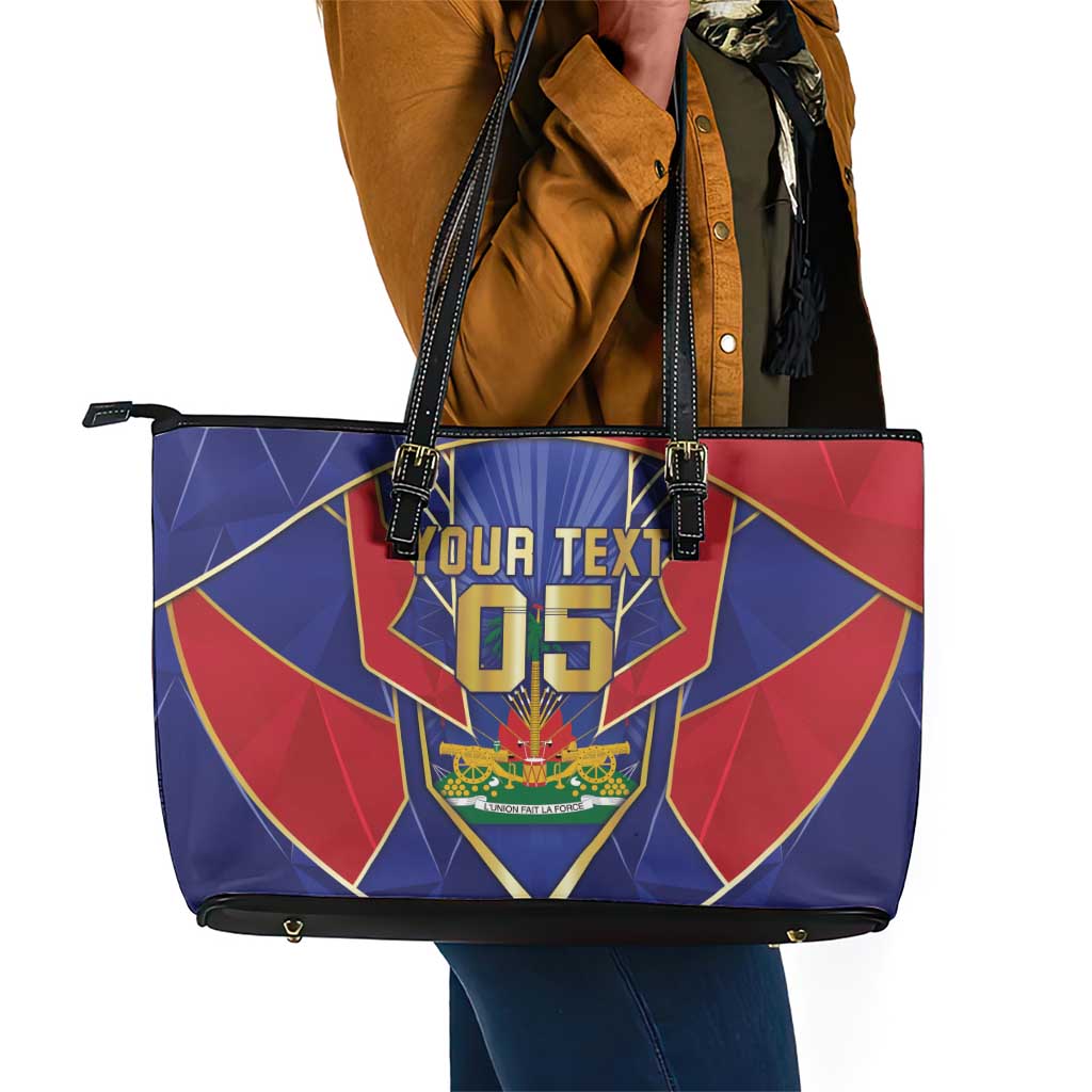 Custom Afro-Haitians Football Leather Tote Bag Haitian Palm Tree Unique Style