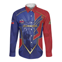 Custom Afro-Haitians Football Long Sleeve Button Shirt Haitian Palm Tree Unique Style