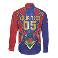 Custom Afro-Haitians Football Long Sleeve Button Shirt Haitian Palm Tree Unique Style