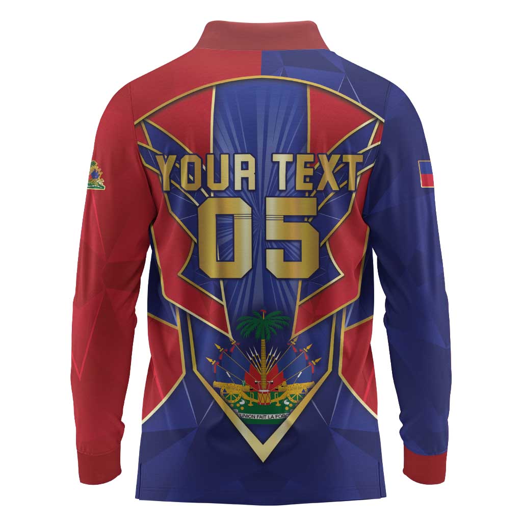 Custom Afro-Haitians Football Long Sleeve Polo Shirt Haitian Palm Tree Unique Style