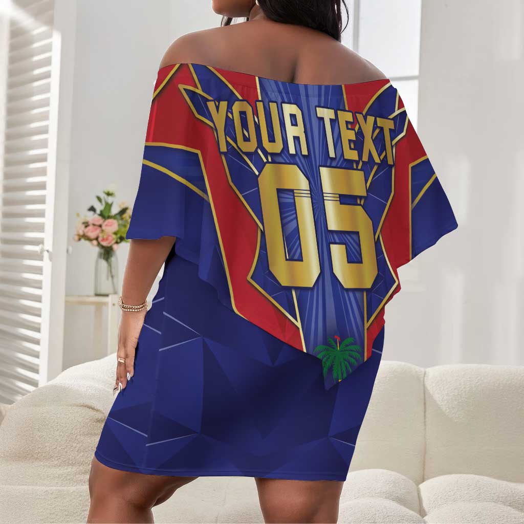 Custom Afro-Haitians Football Off Shoulder Short Dress Haitian Palm Tree Unique Style