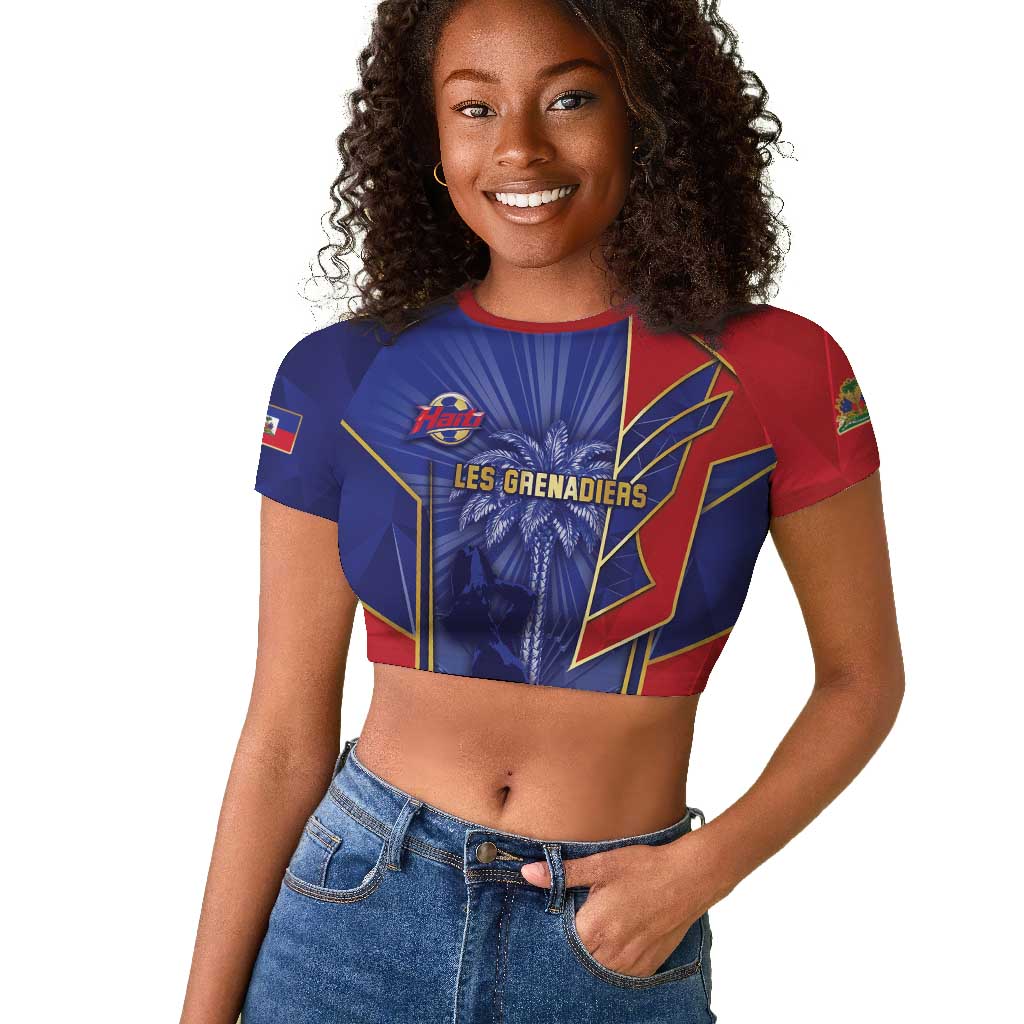 Custom Afro-Haitians Football Raglan Cropped T shirt Haitian Palm Tree Unique Style