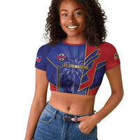 Custom Afro-Haitians Football Raglan Cropped T shirt Haitian Palm Tree Unique Style