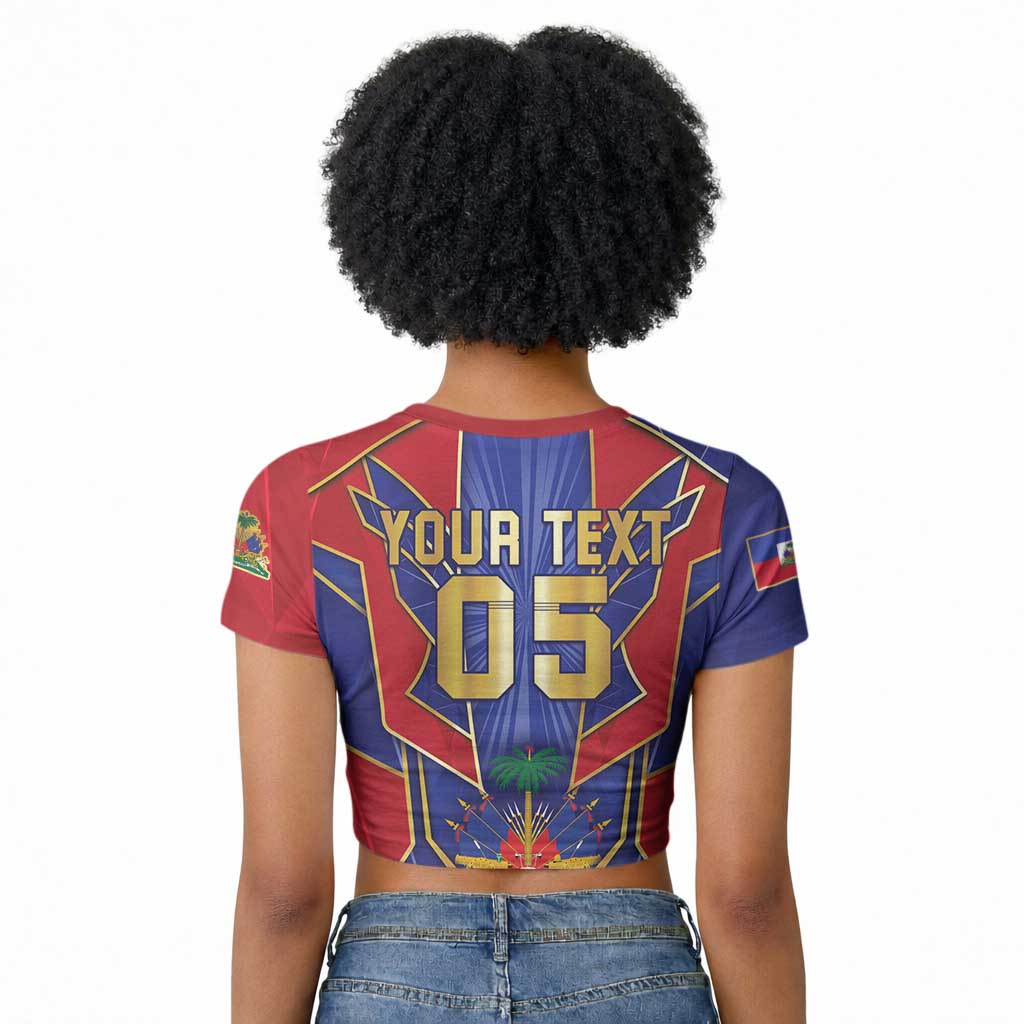 Custom Afro-Haitians Football Raglan Cropped T shirt Haitian Palm Tree Unique Style