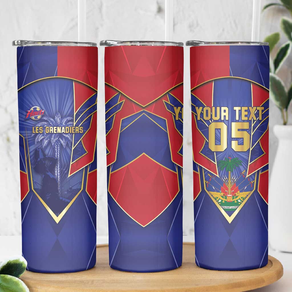 Custom Afro-Haitians Football Skinny Tumbler Haitian Palm Tree Unique Style