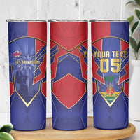 Custom Afro-Haitians Football Skinny Tumbler Haitian Palm Tree Unique Style