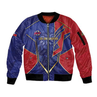 Custom Afro-Haitians Football Sleeve Zip Bomber Jacket Haitian Palm Tree Unique Style